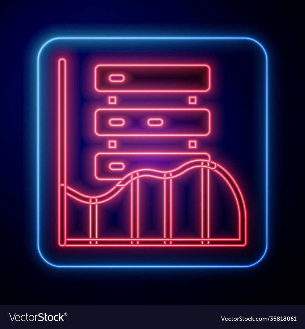 Glowing neon server data web hosting icon