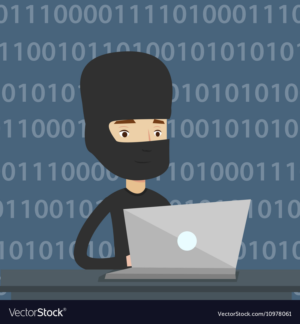 Hacker using laptop to steal information