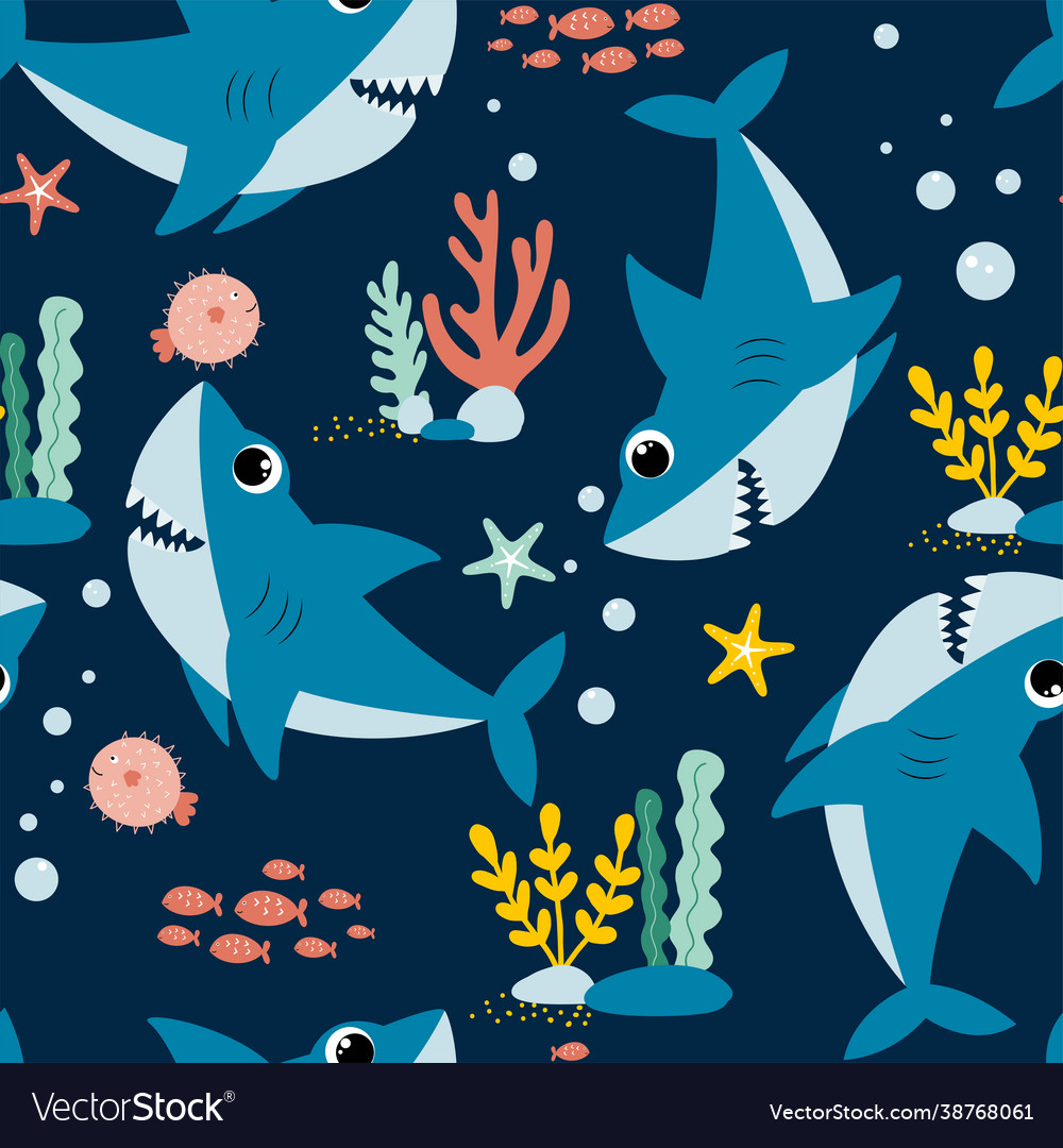 Hand drawing shark print design Royalty Free Vector Image