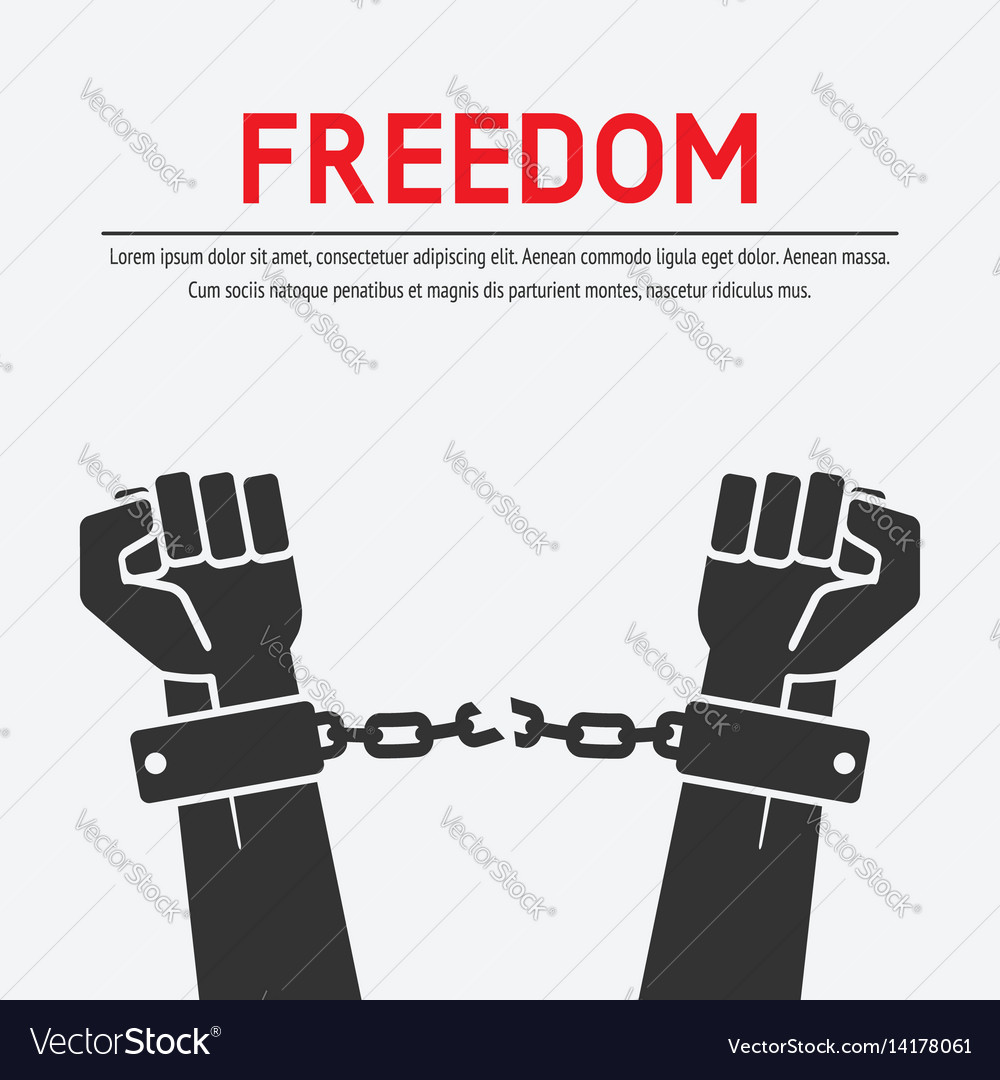 Hands Broken Chains Freedom Concept Royalty Free Vector