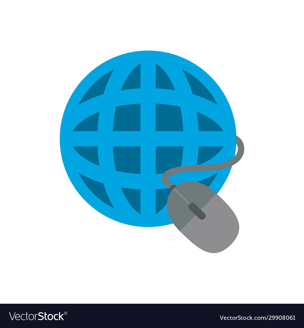 Isolated global sphere with mouse flat style icon