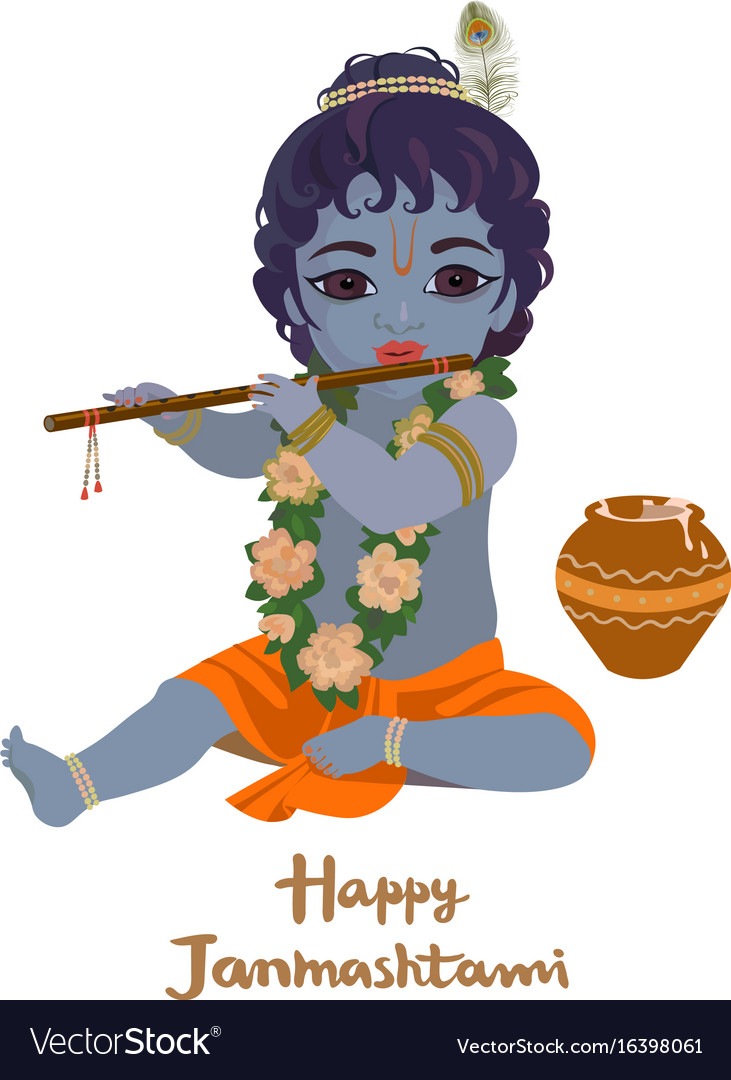 Krishna janmashtami greeting card Royalty Free Vector Image