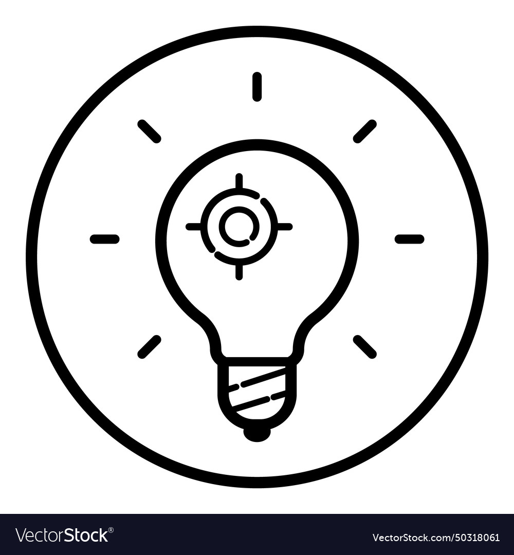 Lightbulb target flat icon isolated on white