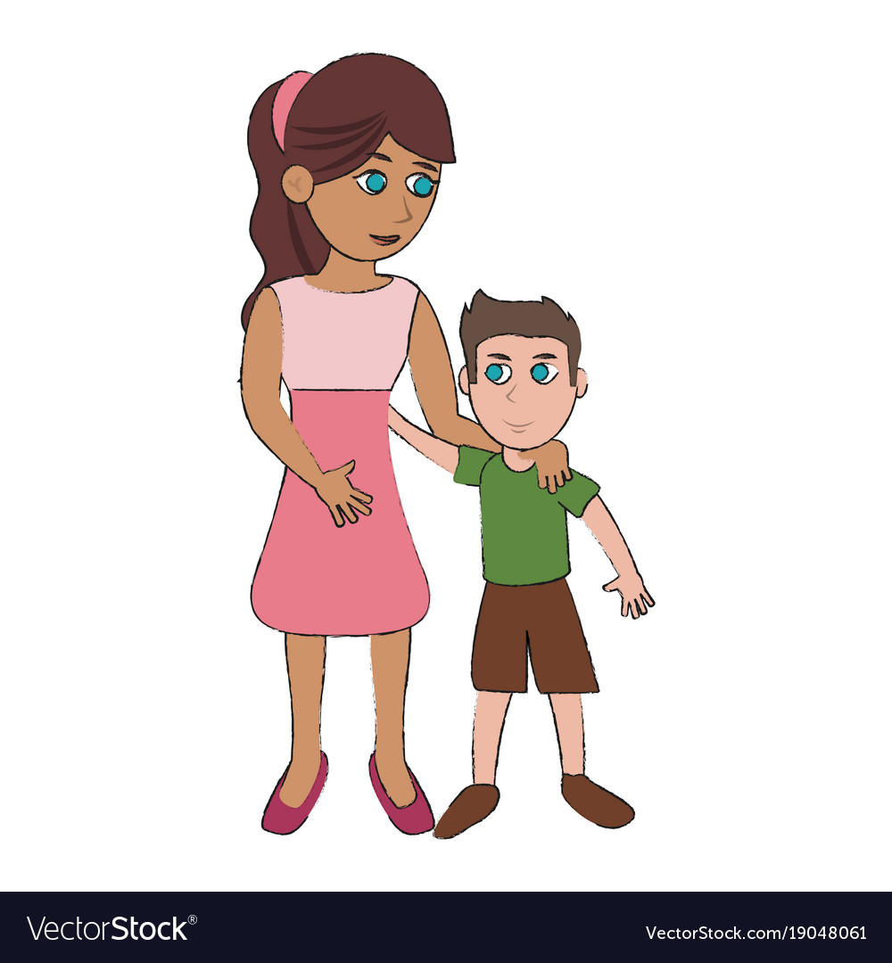 Mom And Son Cartoon Royalty Free Vector Image Vectorstock