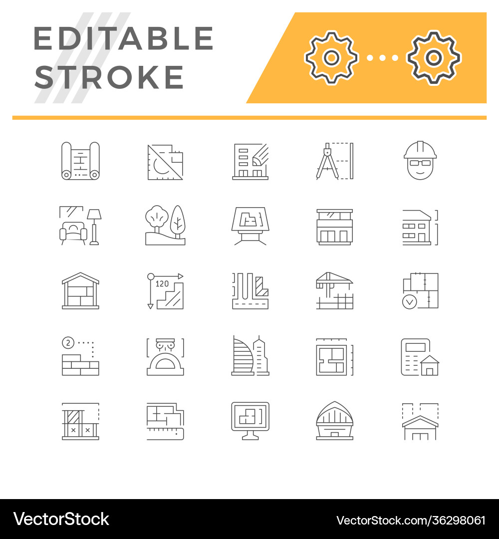 Set line icons architecture Royalty Free Vector Image