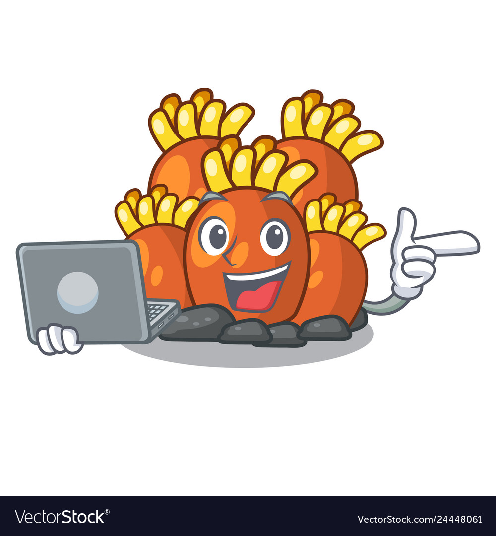 With laptop orange coral reef toys shape cartoon