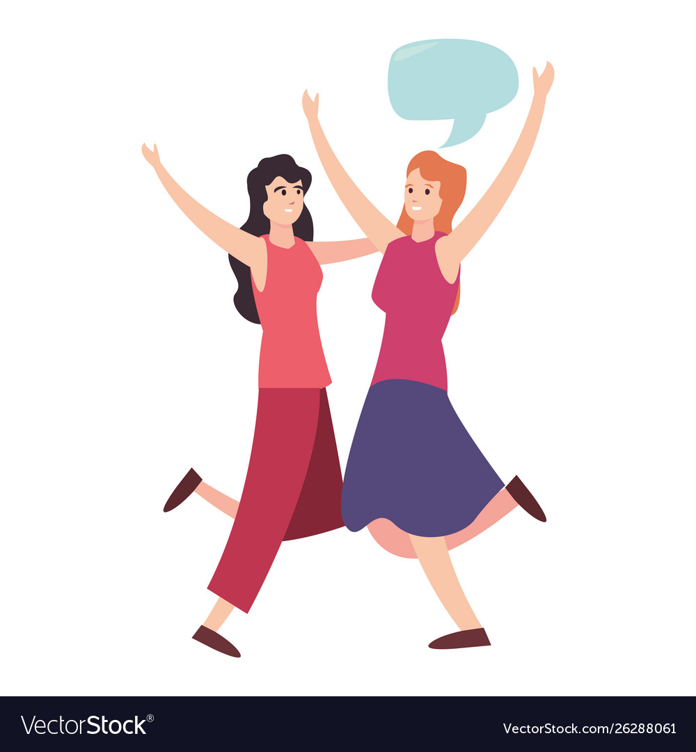 Women happy young people talk bubble Royalty Free Vector