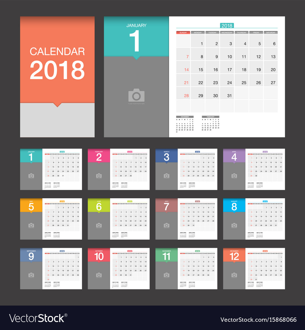 2018 Calendar Desk Modern Design Royalty Free Vector Image