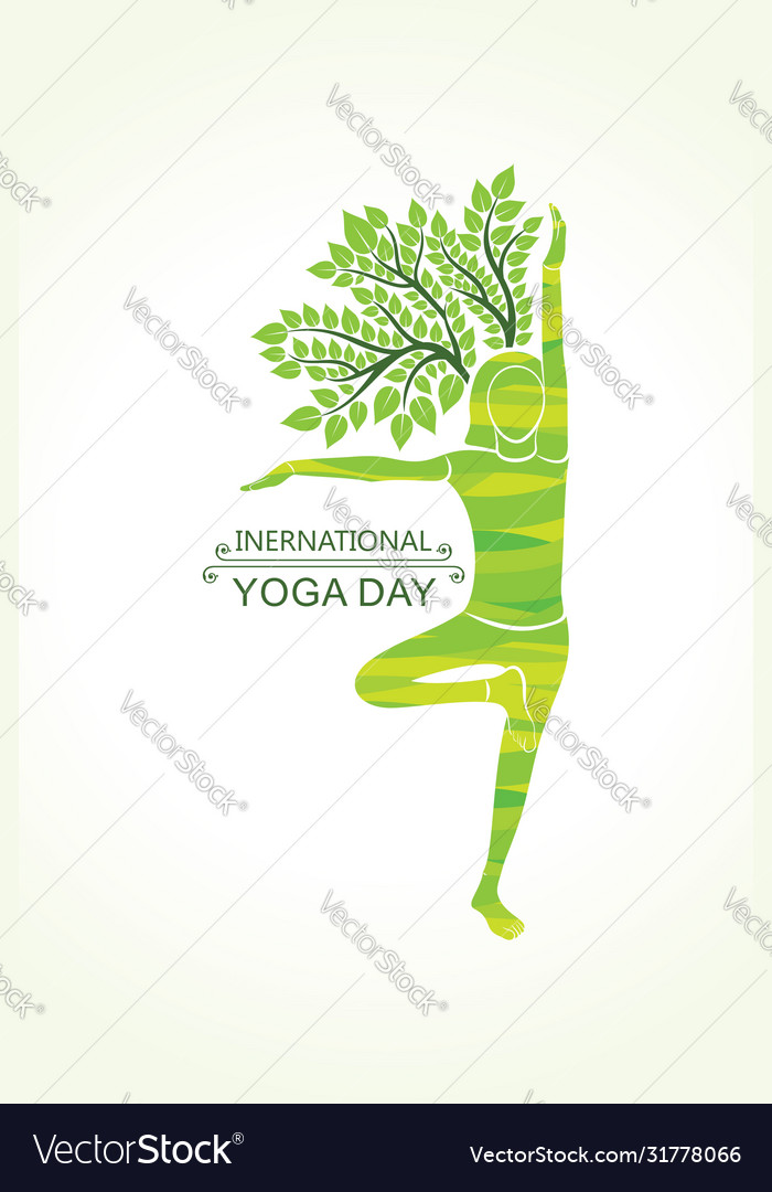 A girl doing yoga for international day Royalty Free Vector