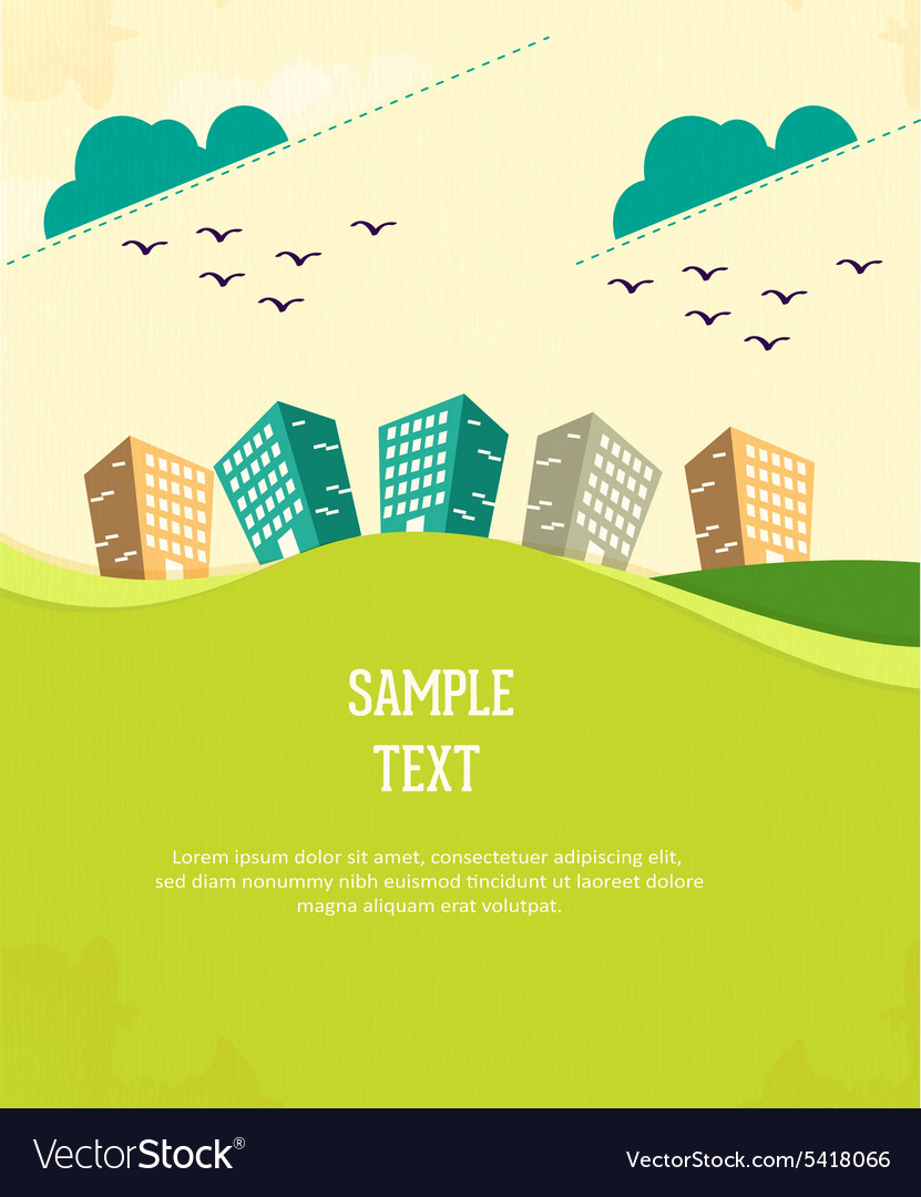 Background with tree clouds and buildings