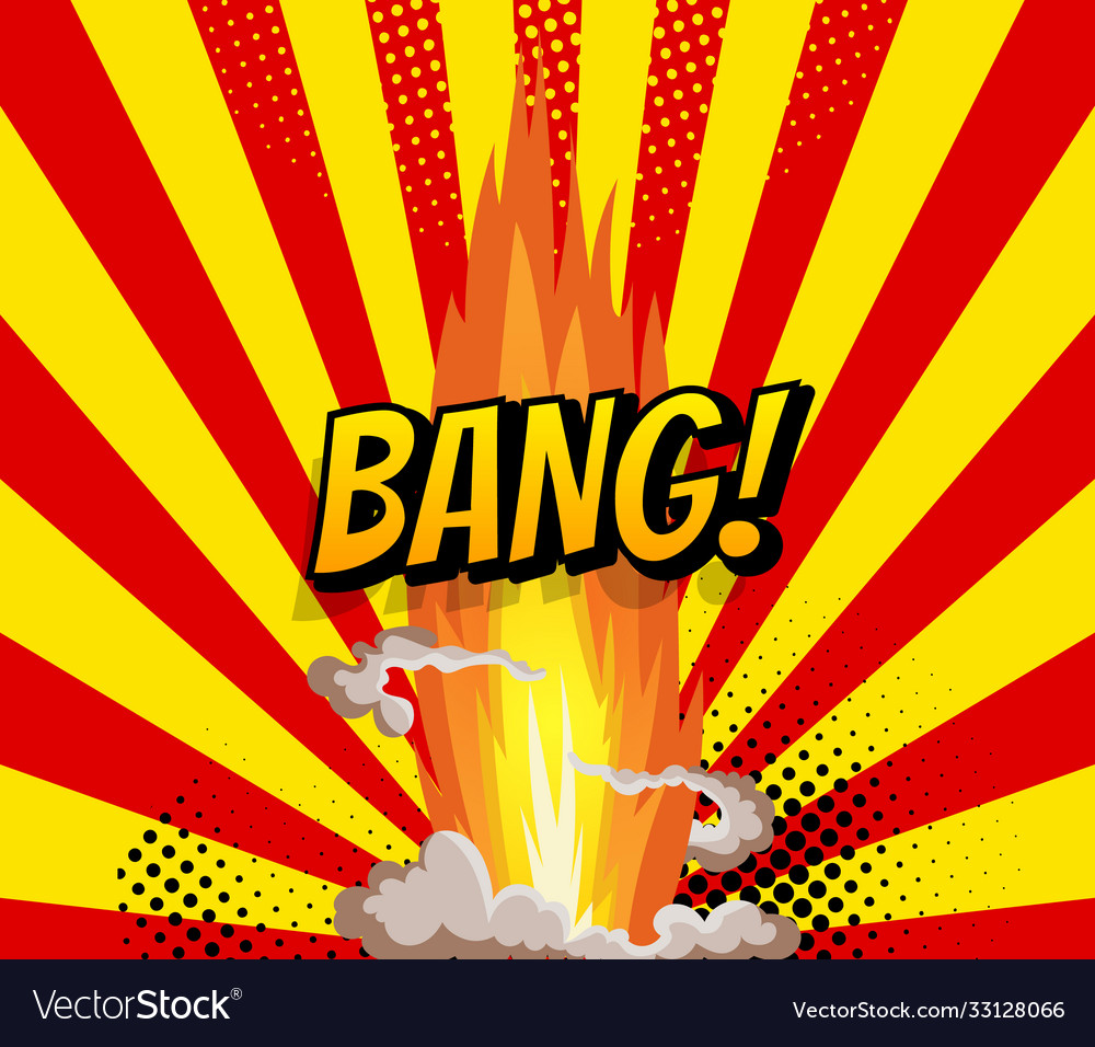 Cartoon explosion effect with smoke retro boom Vector Image