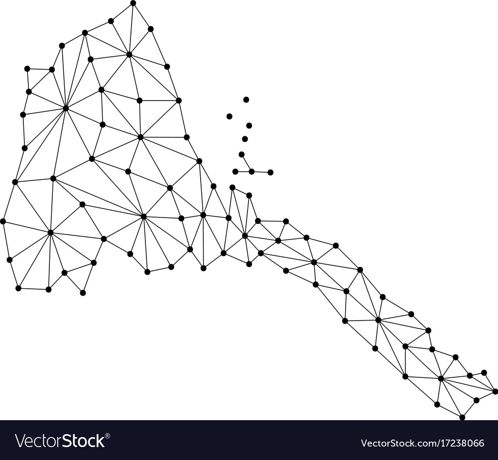 Eritrea map of polygonal mosaic lines network