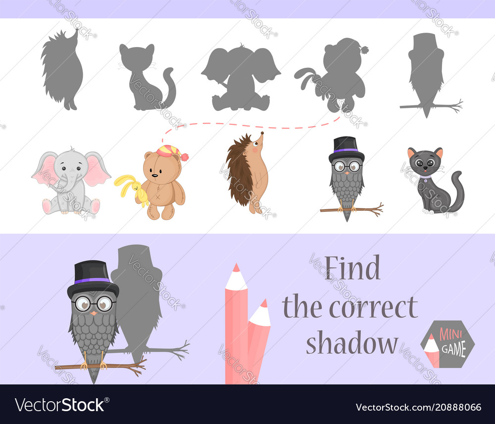 Find correct shadow education game Royalty Free Vector Image