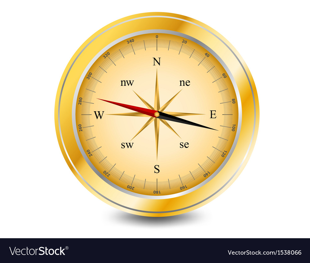 Gold compass Royalty Free Vector Image - VectorStock