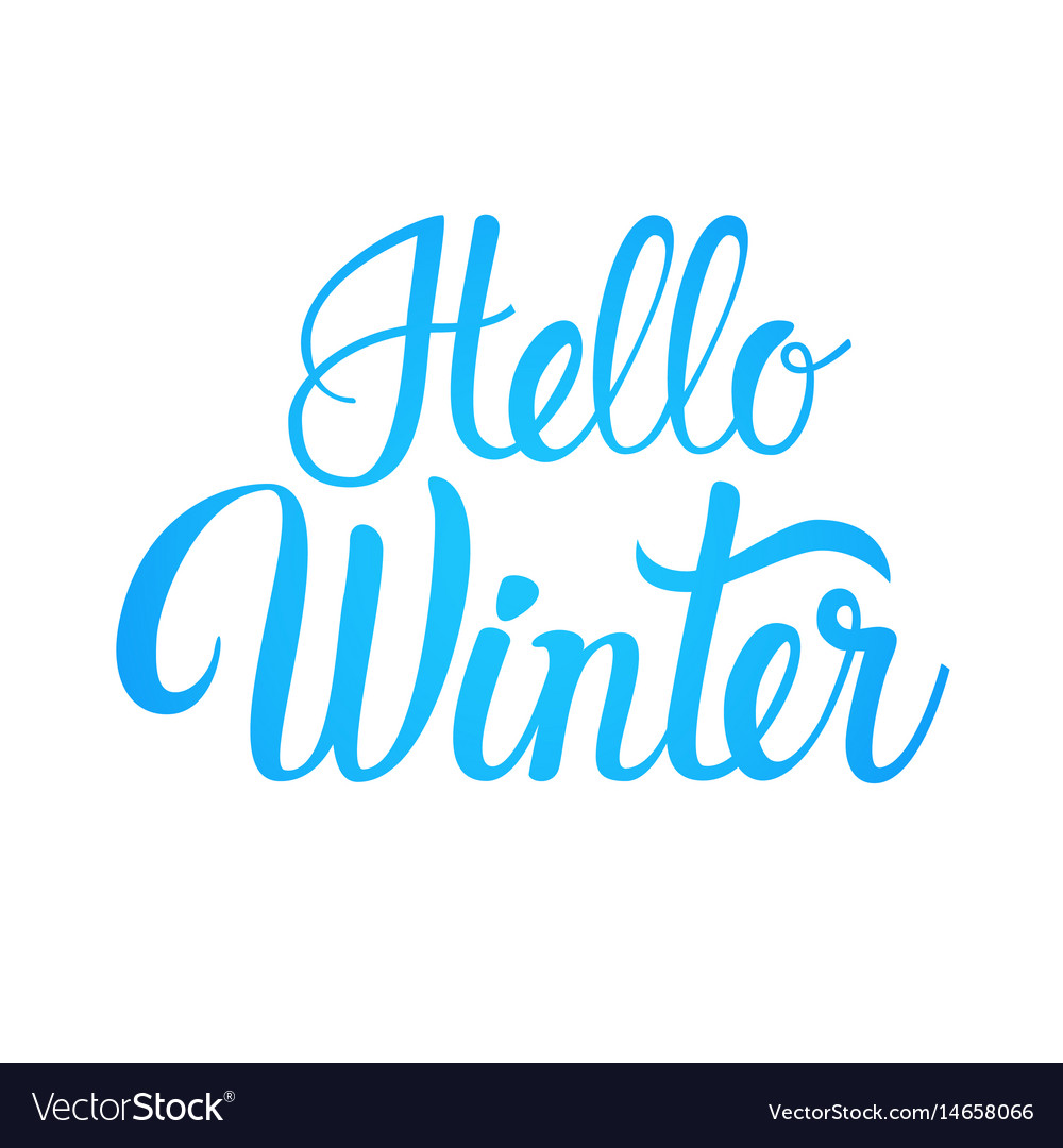 Hello winter season text banner white background Vector Image