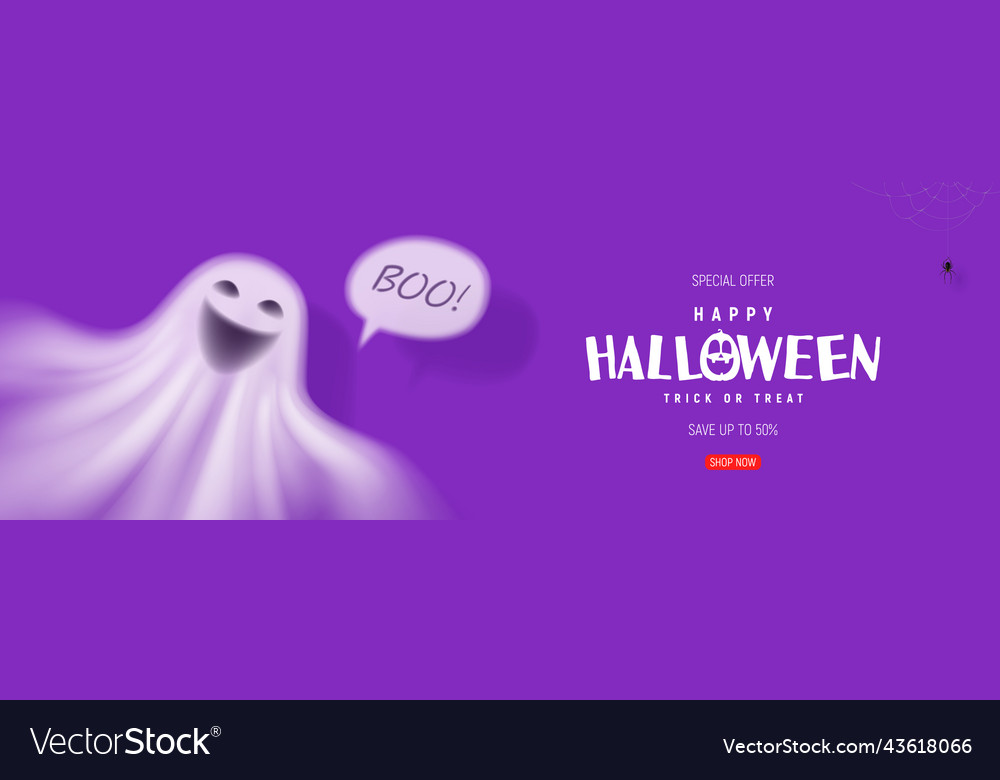 Horizontal banner for halloween sale purple