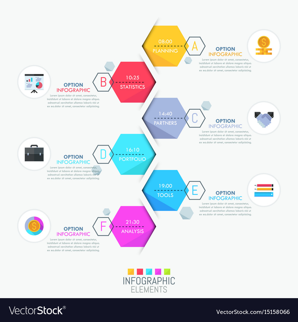 Infographic Design Layout Vertical Timeline And 6 Vector Image 5261