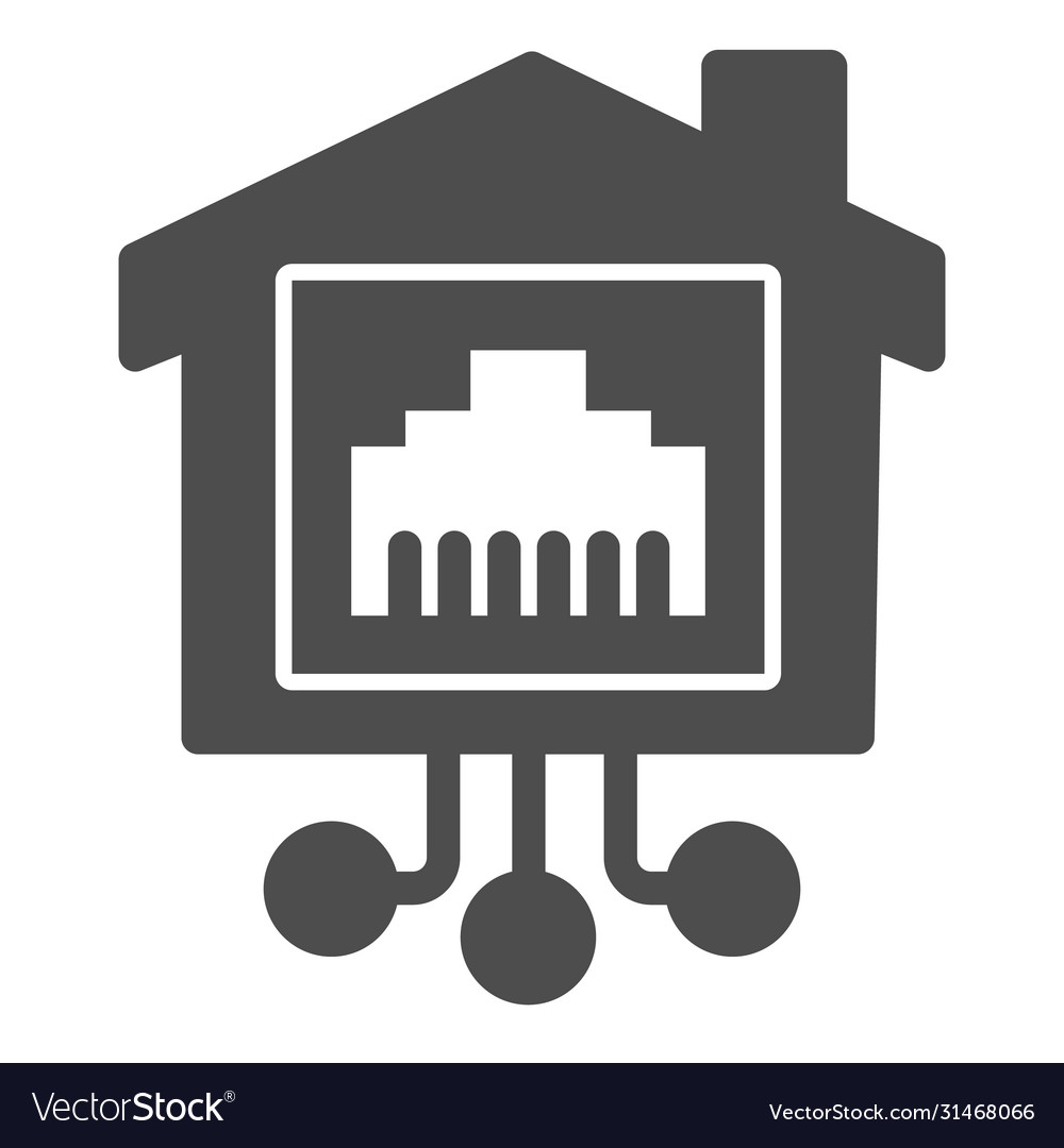 Internet socket in smart house solid icon vector image Internet socket in smart house solid icon