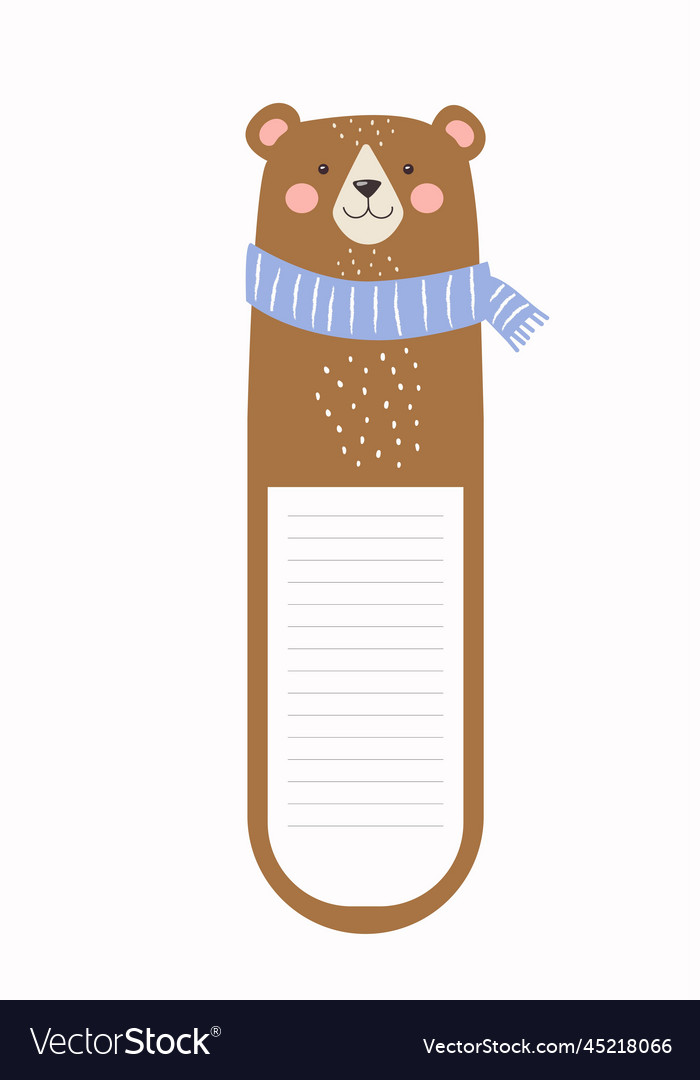 Kawaii bookmark with bear