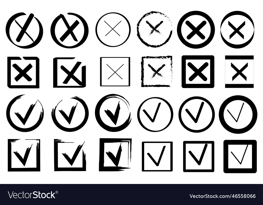 Mark symbol cross icon sketch with cross check Vector Image