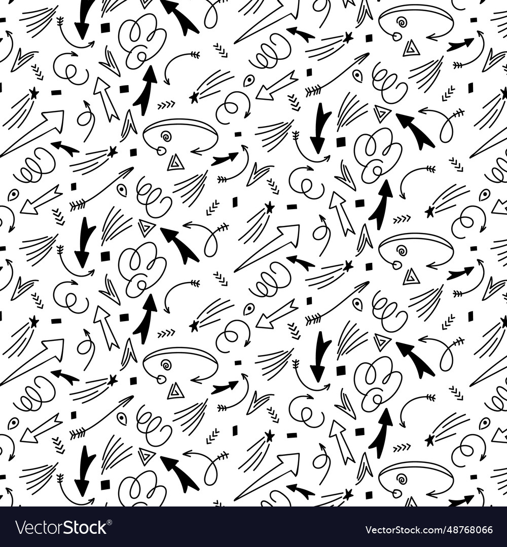 Pattern of doodle elements arrows lines graphics vector image Pattern of doodle elements arrows lines graphics