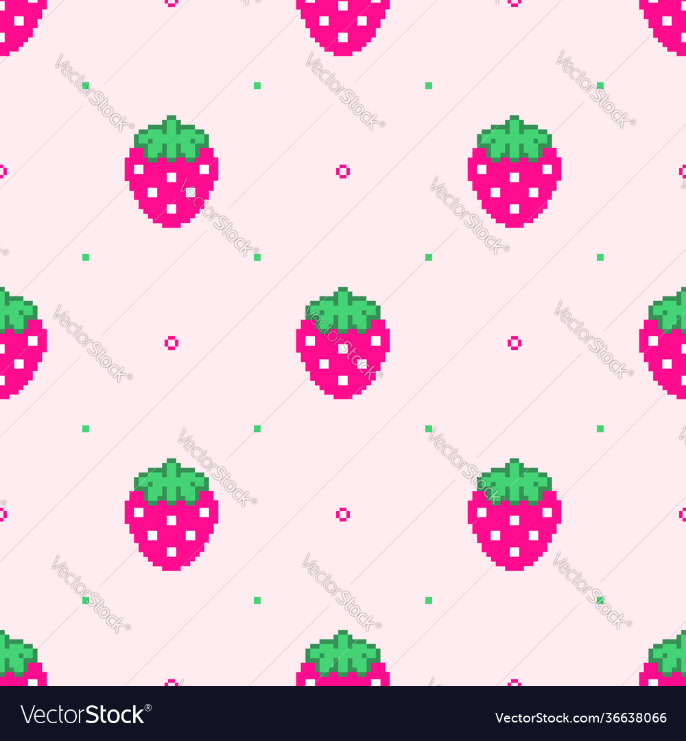 seamless vector retro pixel game fruits pattern Stock Vector Image