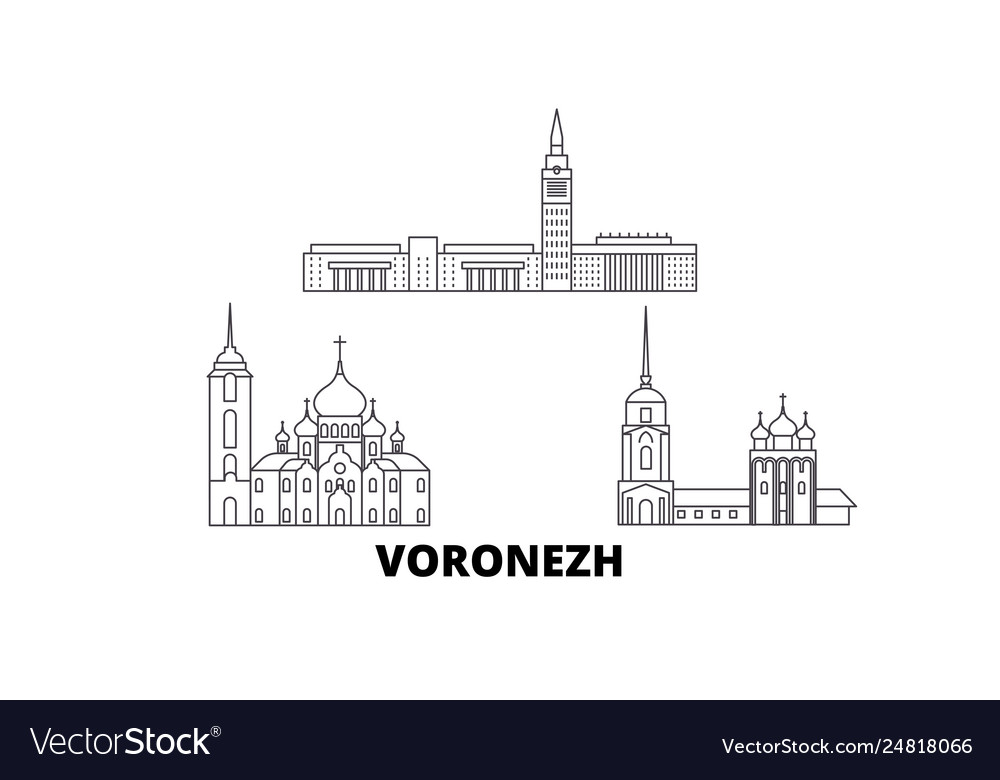 Russia voronezh line travel skyline set Royalty Free Vector