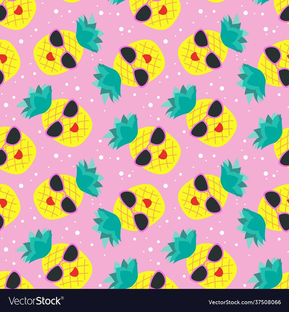 Seamless pattern with colorful pineapples vector image Seamless pattern with colorful pineapples