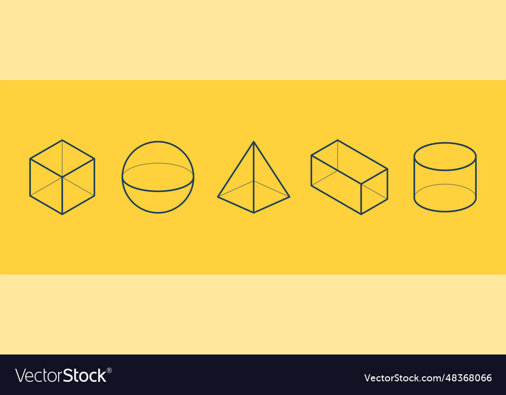 Set of 3d geometric basic shapes icon Royalty Free Vector