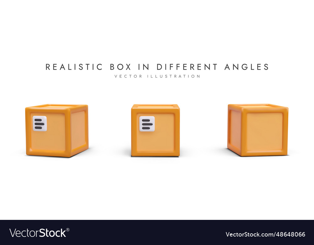 Set of realistic square boxes view from different