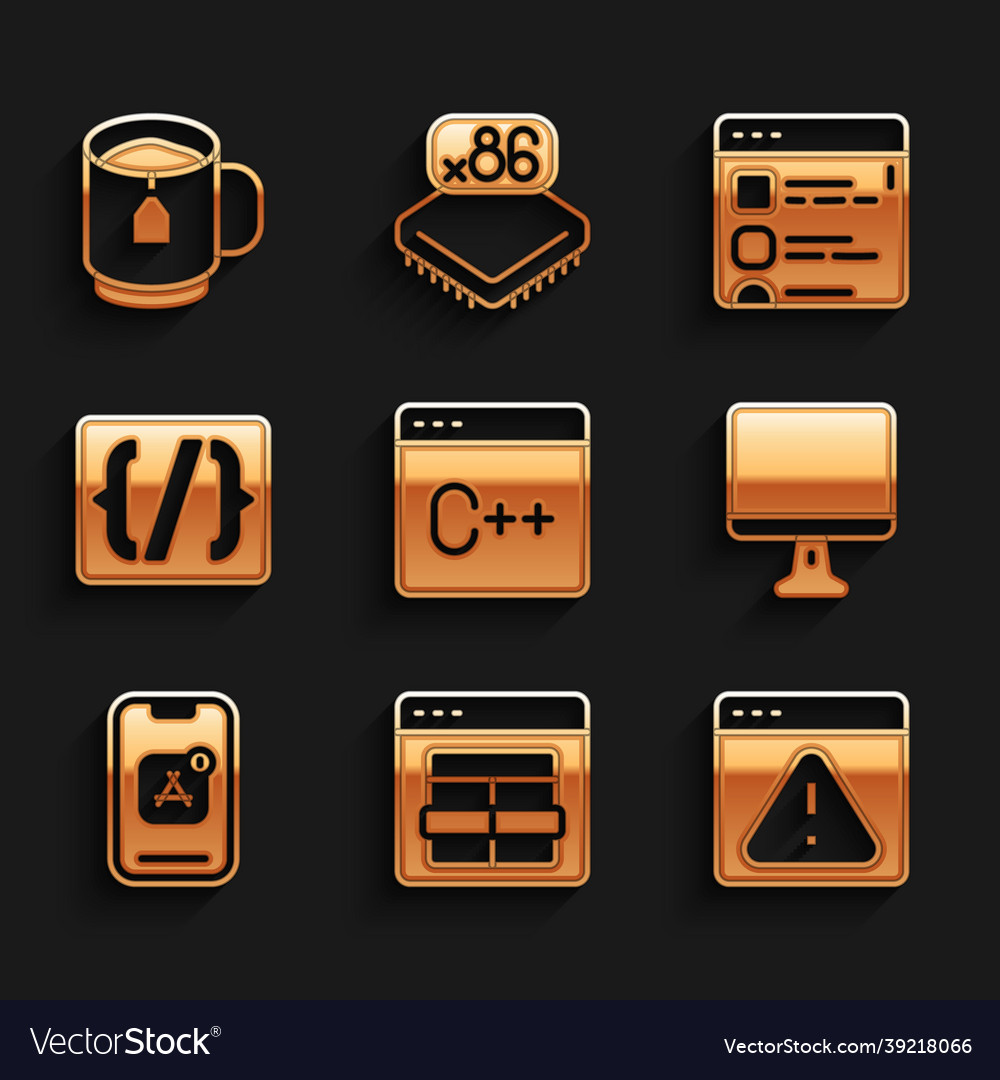 Set software mysql code browser with exclamation vector image Set software mysql code browser with exclamation