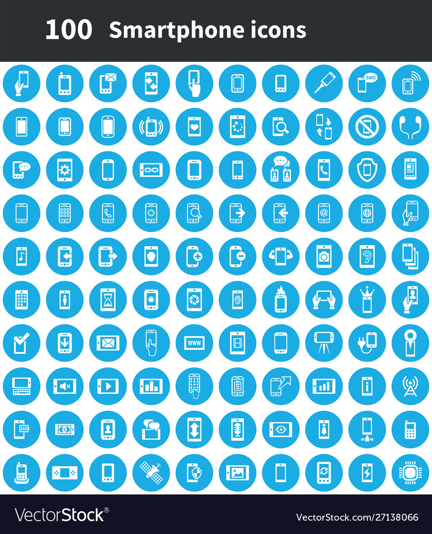 Smartphone 100 icons universal set for web and ui