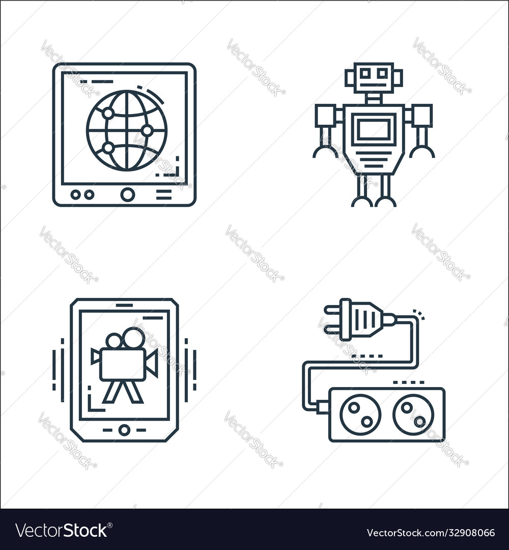 Technology devices line icons linear set quality vector image Technology devices line icons linear set quality