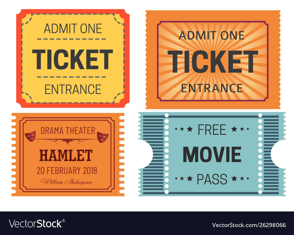 Tickets cinema and theater isolated paper pieces Vector Image