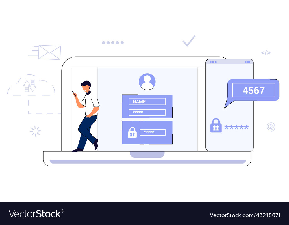 2fa two factor authentication password secure vector image 2fa two factor authentication password secure