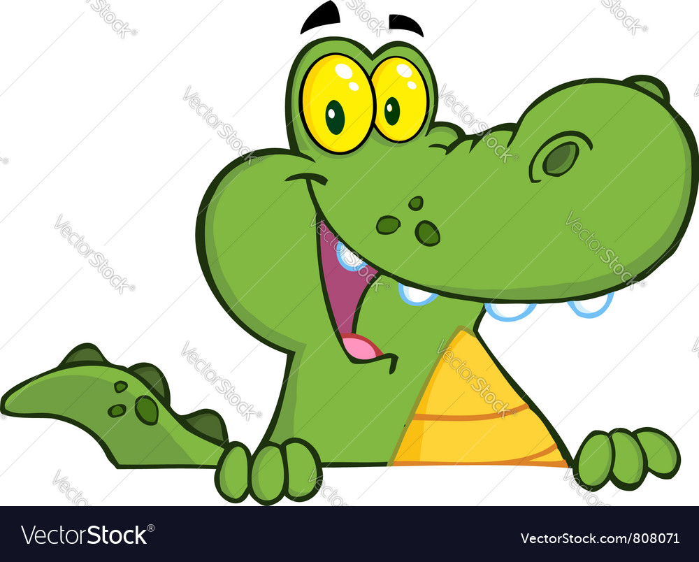 alligator or crocodile over a sign royalty free vector image