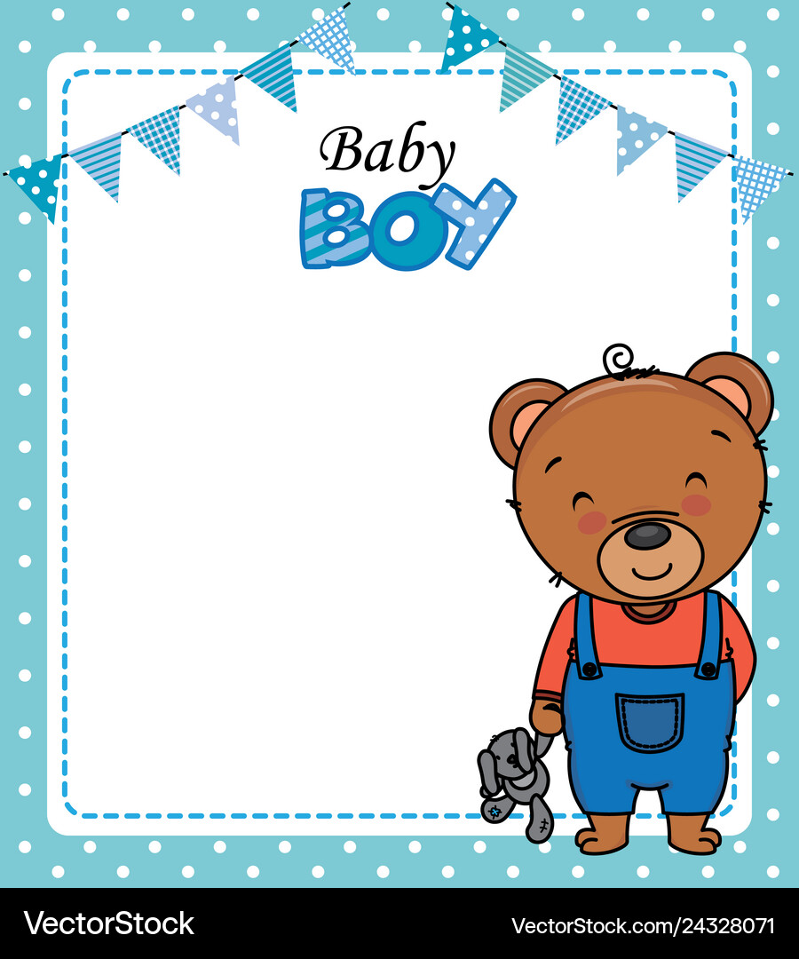 Baby boy shower card Royalty Free Vector Image
