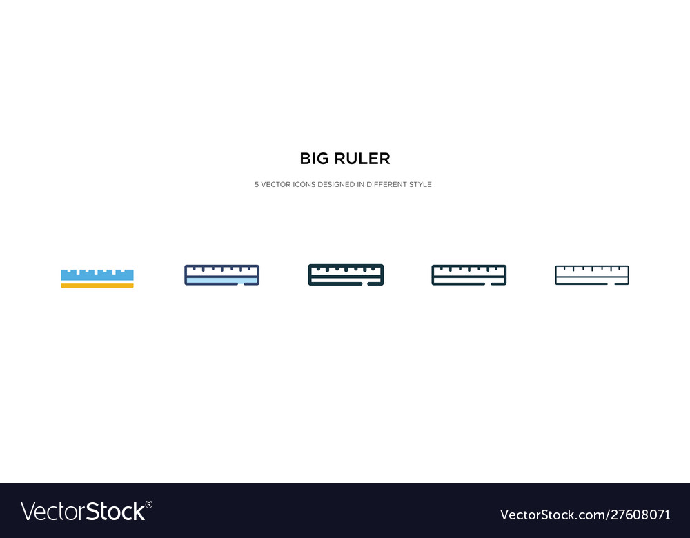 Big ruler icon in different style two colored vector image Big ruler icon in different style two colored