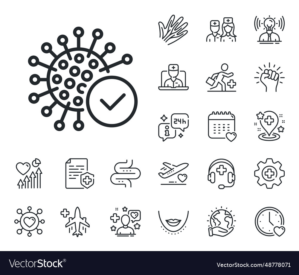 Confirmed coronavirus line icon covid-19 virus