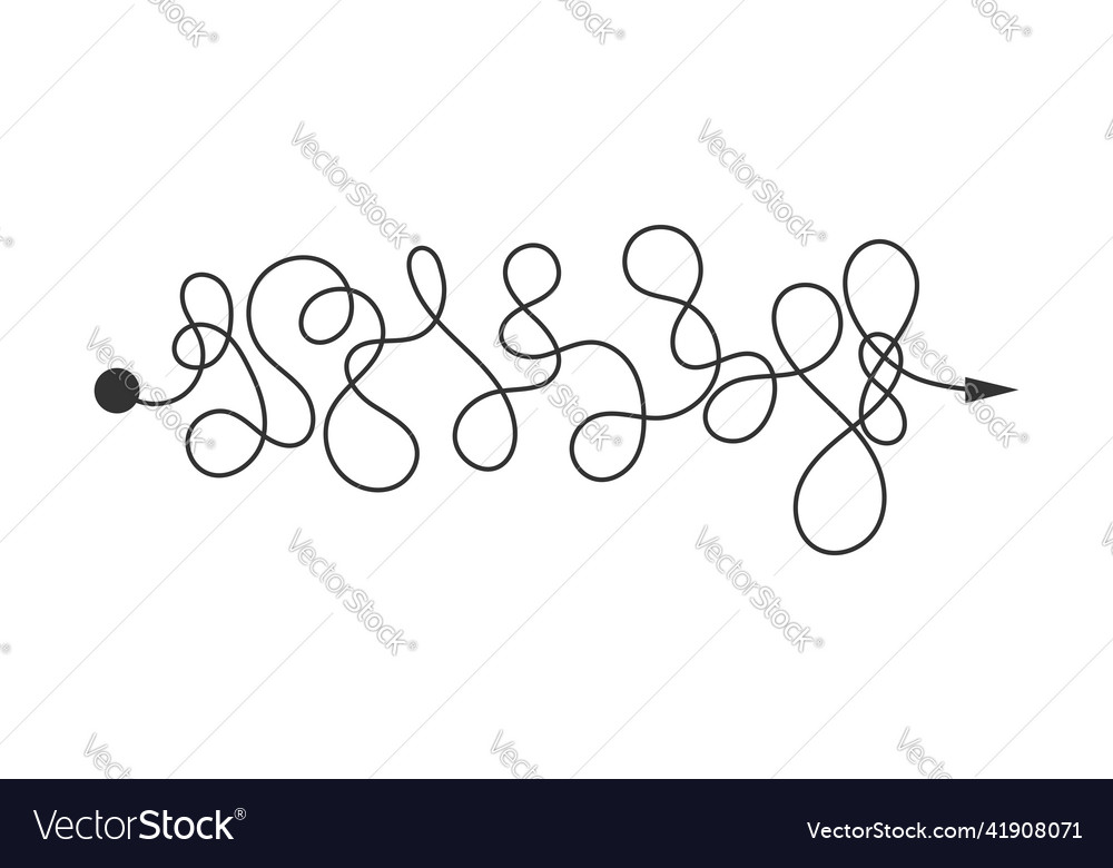 Curved line with start point and direction arrow vector image Curved line with start point and direction arrow