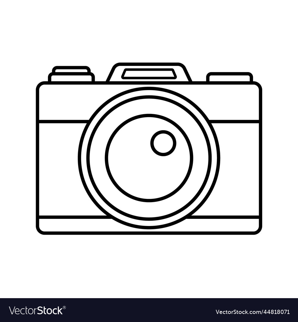 Flat outline photo camera Royalty Free Vector Image