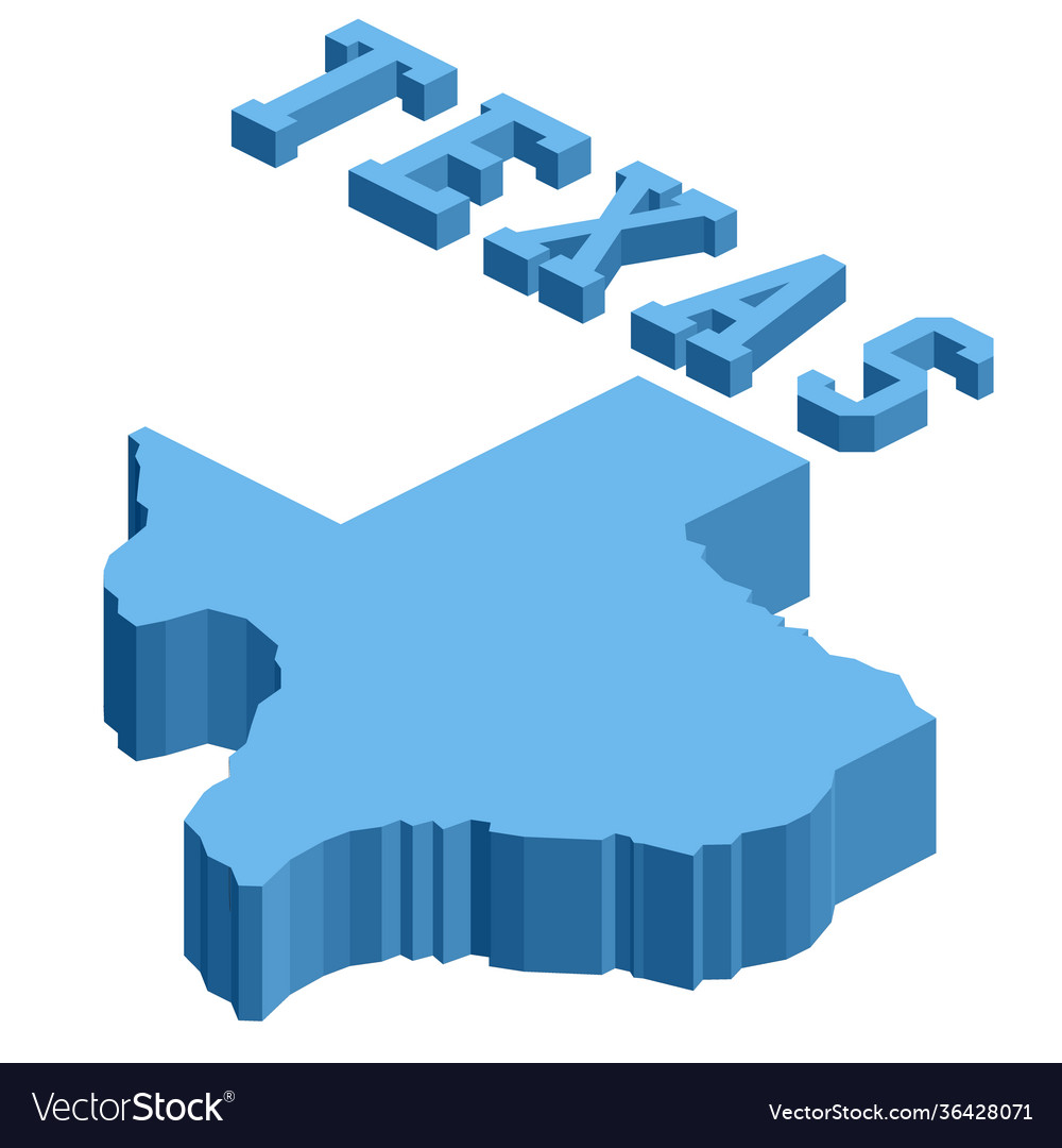 Isometric 3D Texas Map with Text