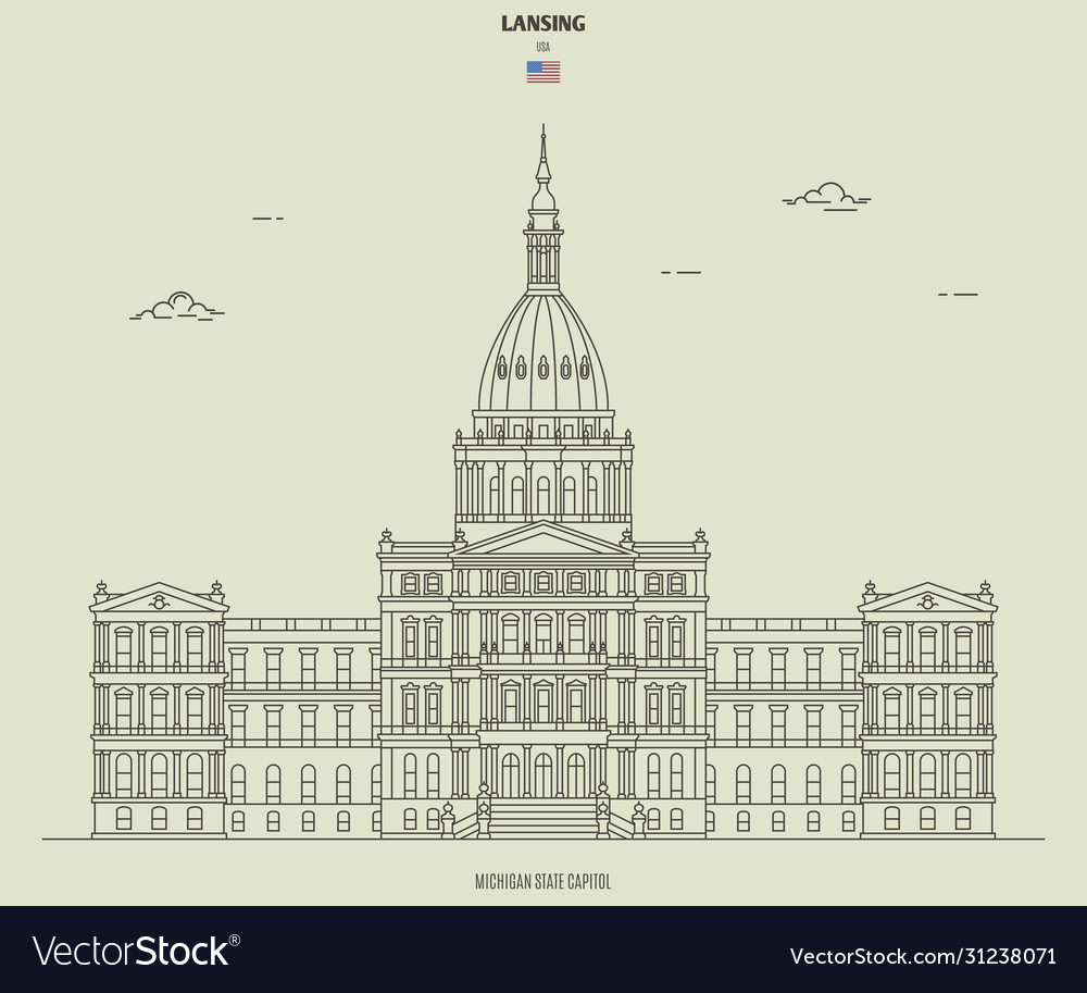 Michigan state capitol in lansing usa Royalty Free Vector