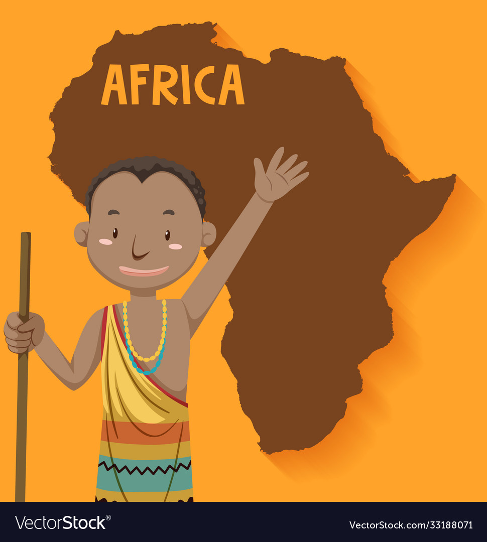 Native african tribes with map on background