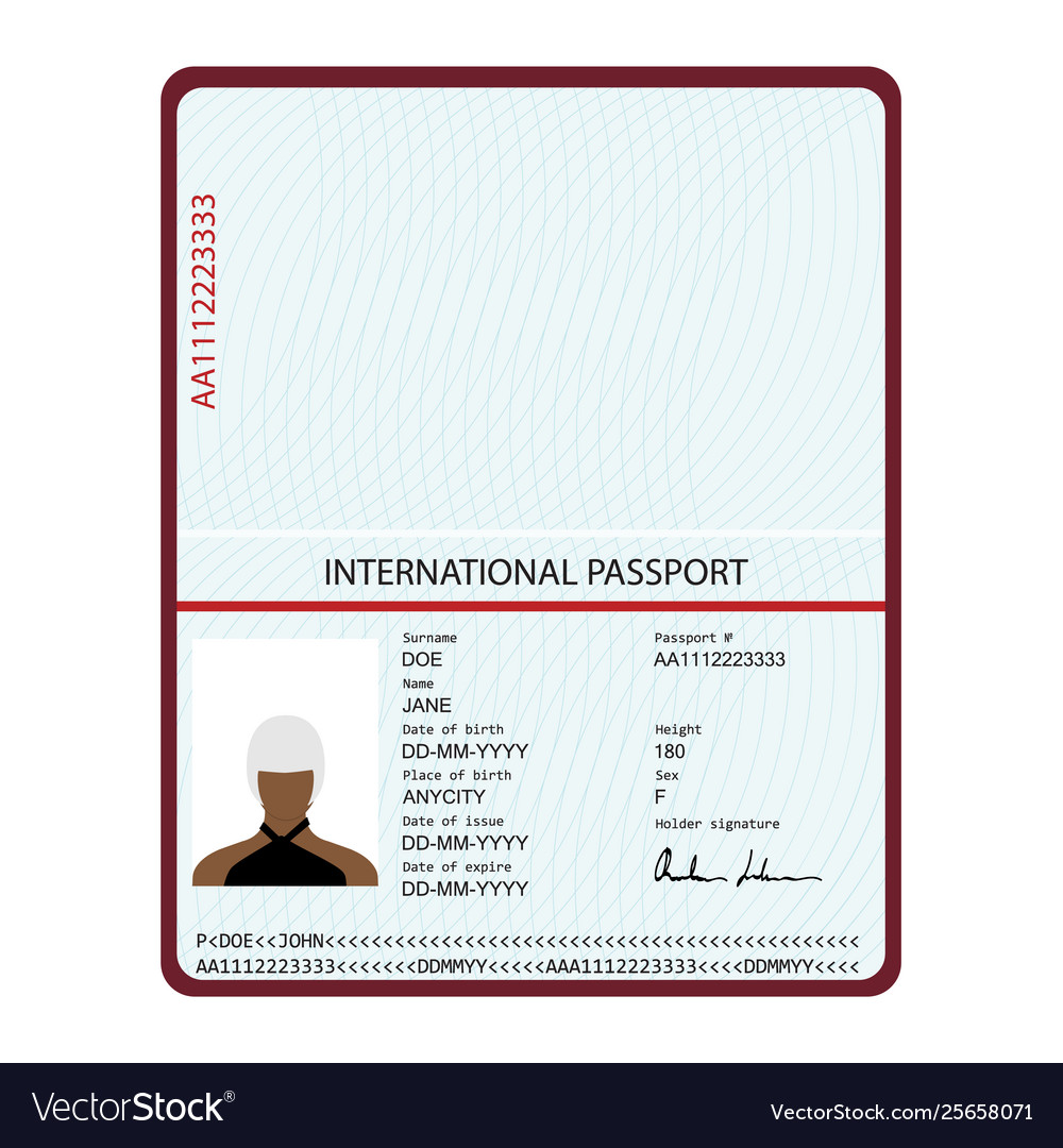Passport Template - Sample Page