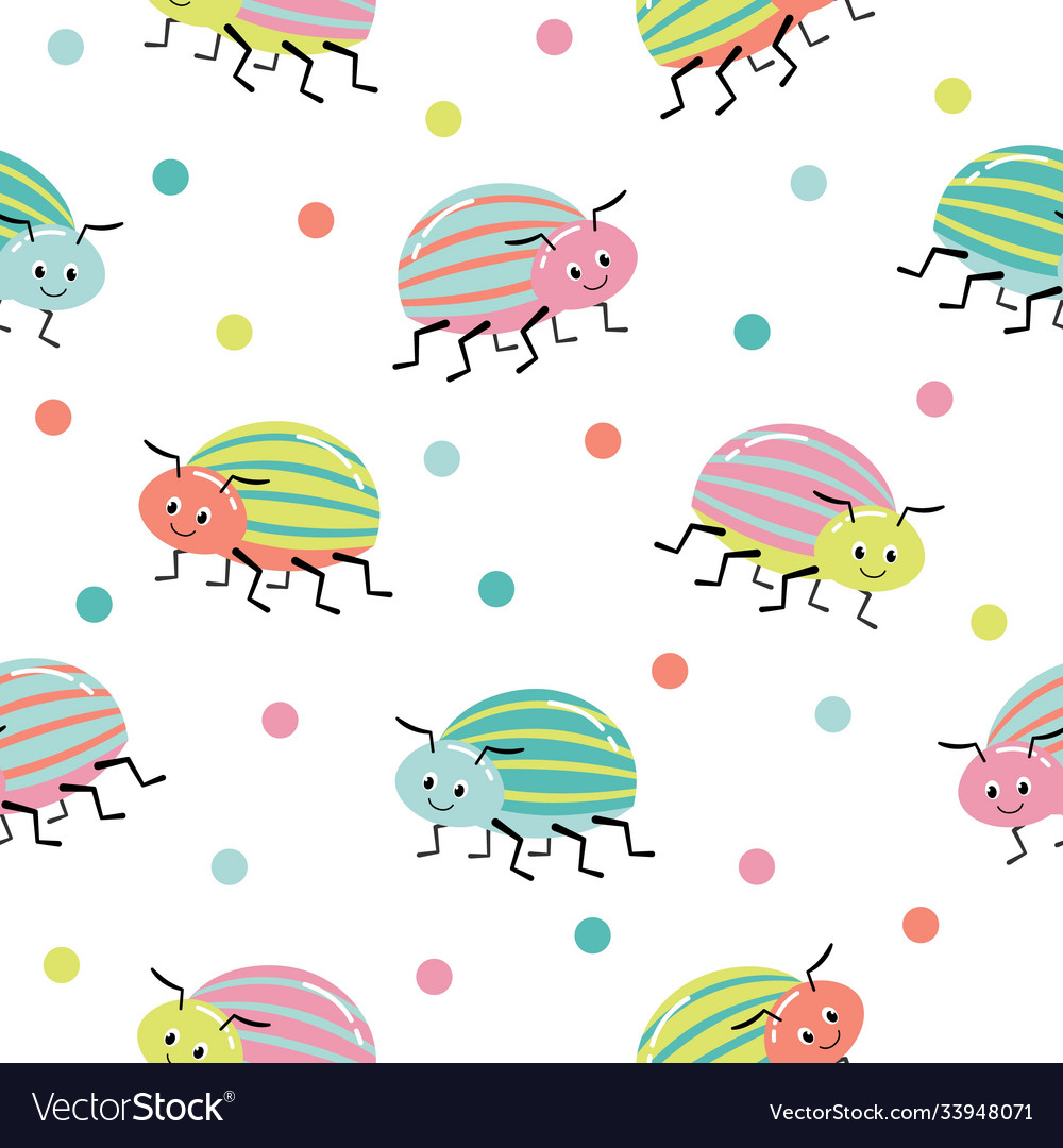 Seamless pattern with colorful bugs bright vector image Seamless pattern with colorful bugs bright