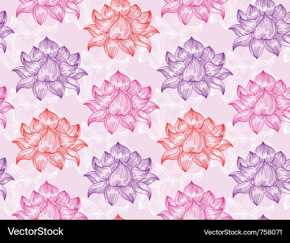Seamless pattern with lotus flowers Royalty Free Vector