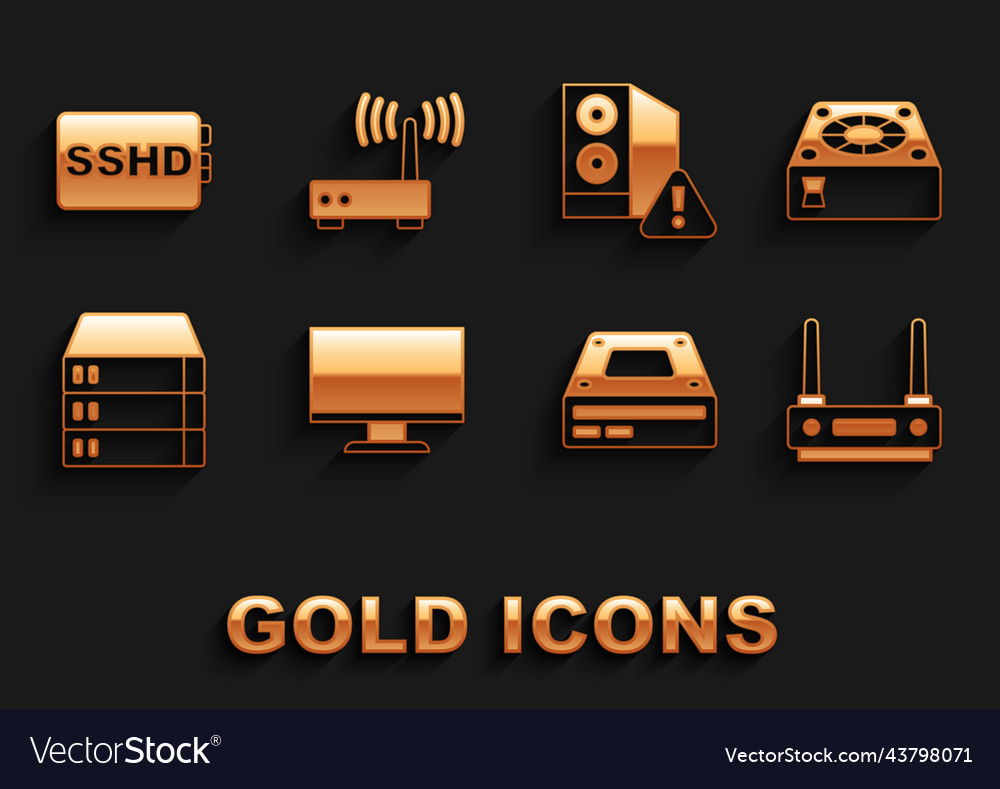 Set computer monitor screen cooler router and wi vector image Set computer monitor screen cooler router and wi