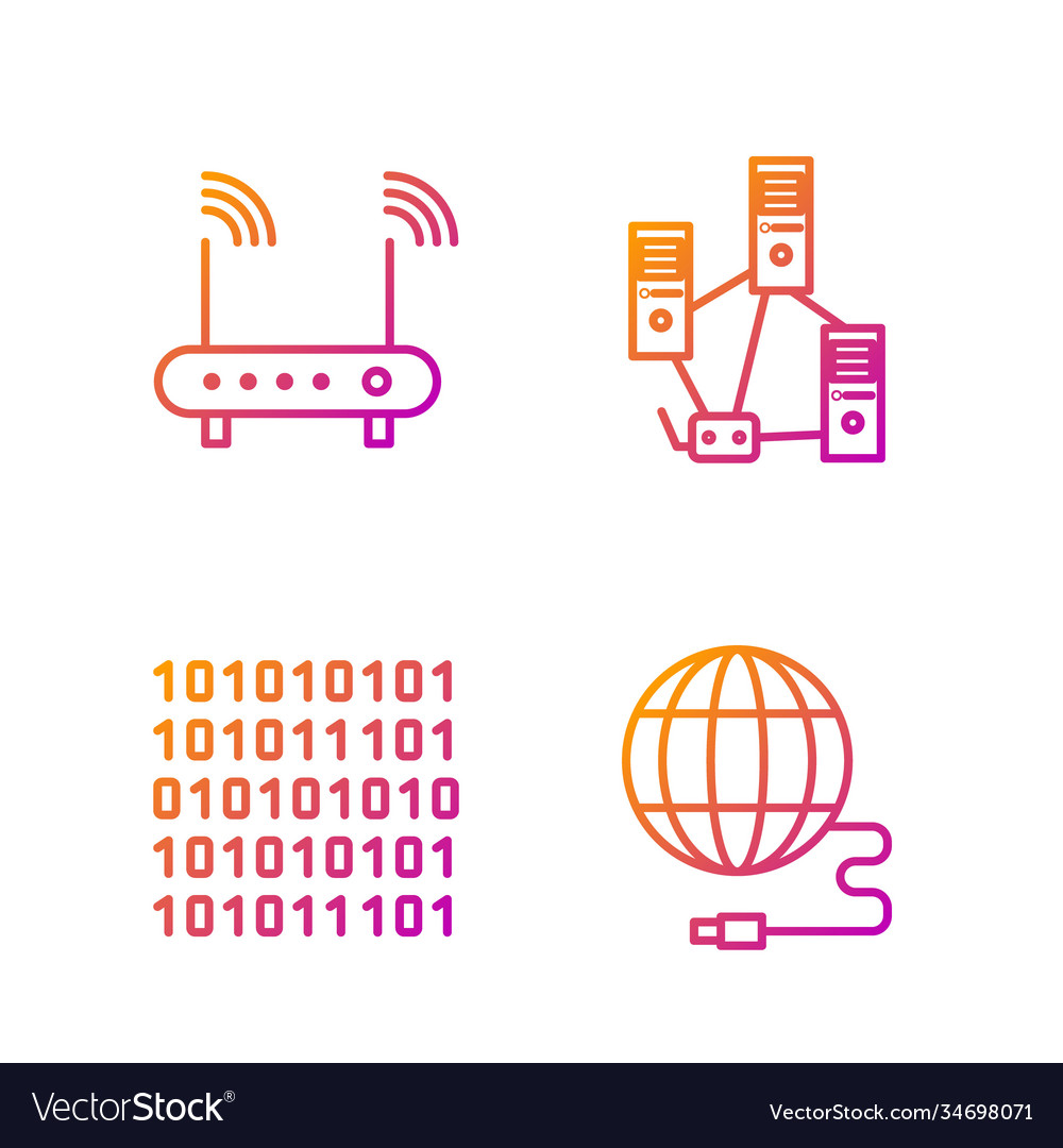 Zeile soziale Netzwerk binäre Code Router einstellen vector image Zeile soziale Netzwerk binäre Code Router einstellen
