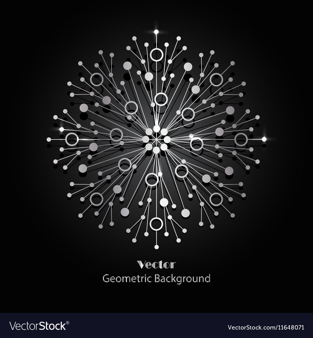 Silver snowflake made of connected lines and dots
